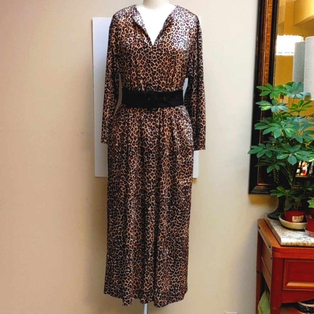 VTG Ruth Norman New York Velour Animal Print Caftan M/L - Picture 5 of 17